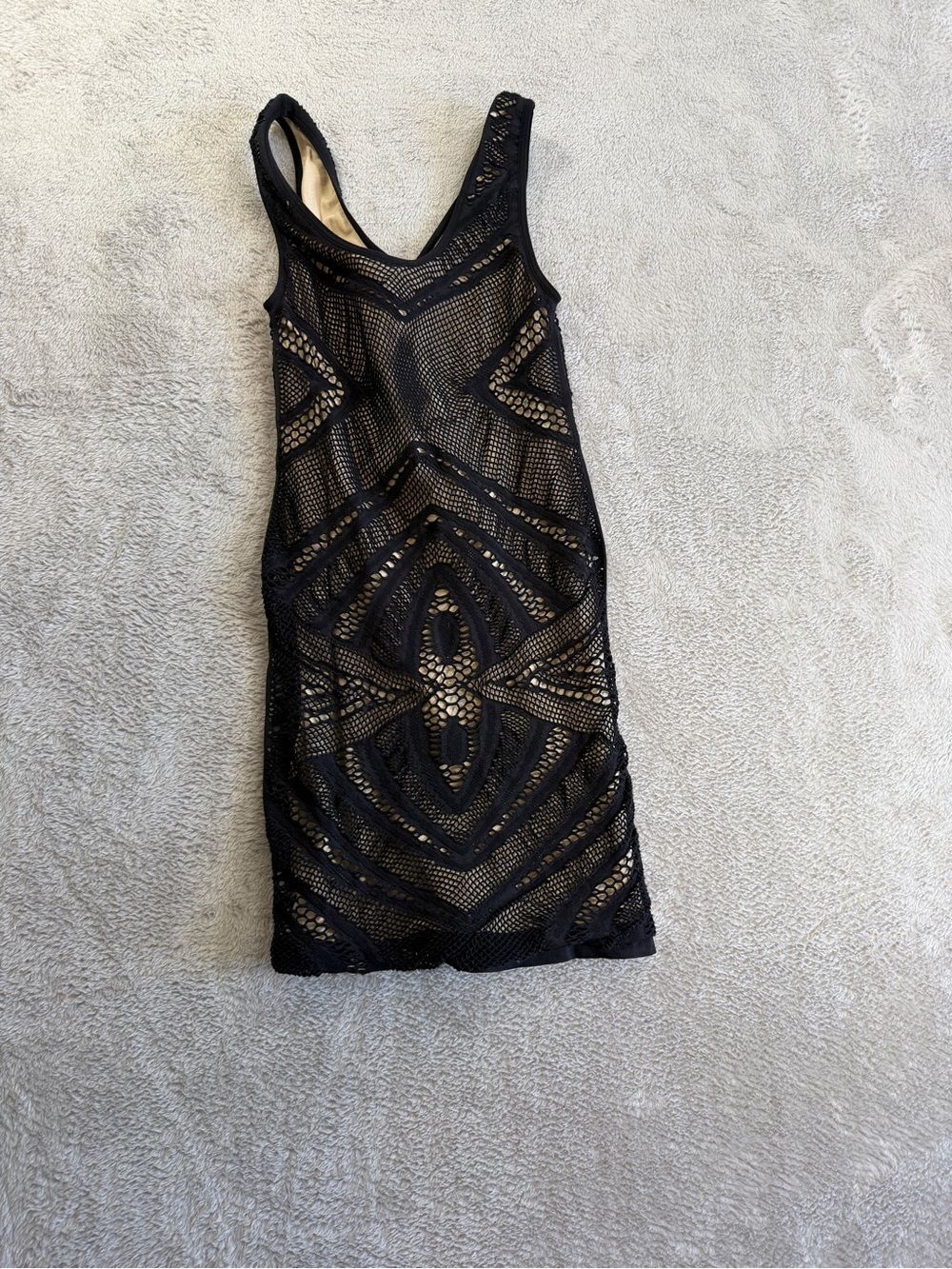 Whitney Eve Black Crochet Mesh Bodycon Dress M/L